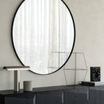 Aged wall mirror - Clear - wooden frame - medium aged - round White Cliff Studio Wall Mirror