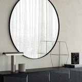 Aged wall mirror - Clear - wooden frame - medium aged - round White Cliff Studio Wall Mirror