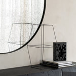 Aged wall mirror - Clear - wooden frame - medium aged - round White Cliff Studio Wall Mirror