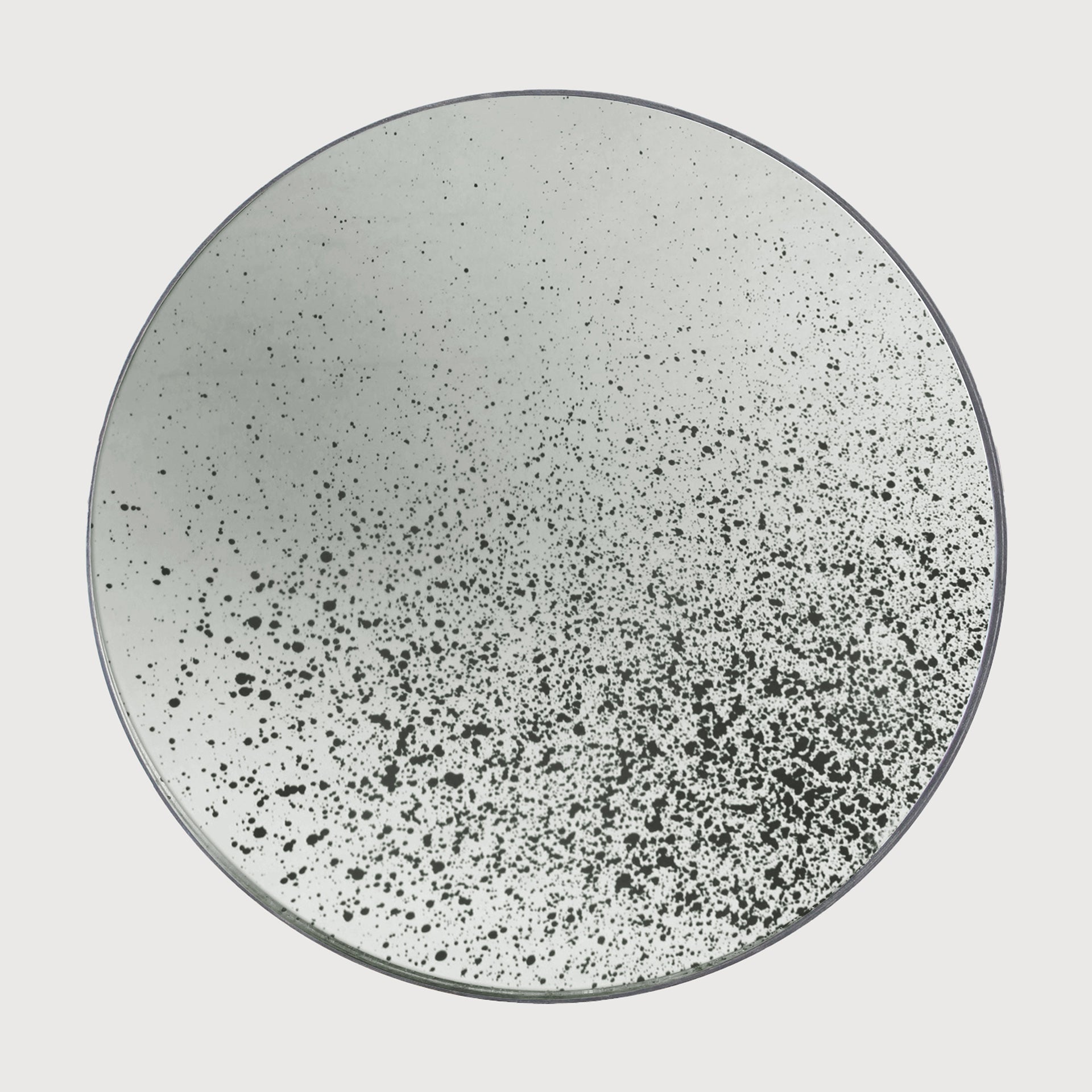 Aged wall mirror - Clear - wooden frame - medium aged - round White Cliff Studio Wall Mirror