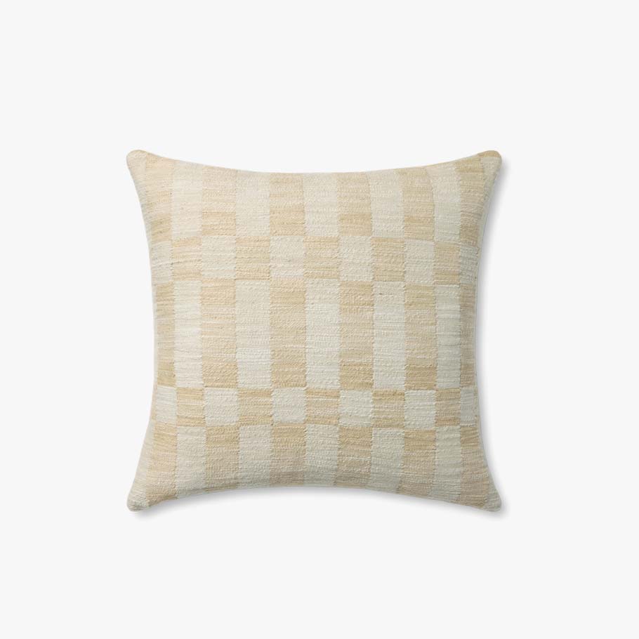 Amber Lewis x Loloi Adams Sand / Ivory Pillow White Cliff Studio Throw Pillows