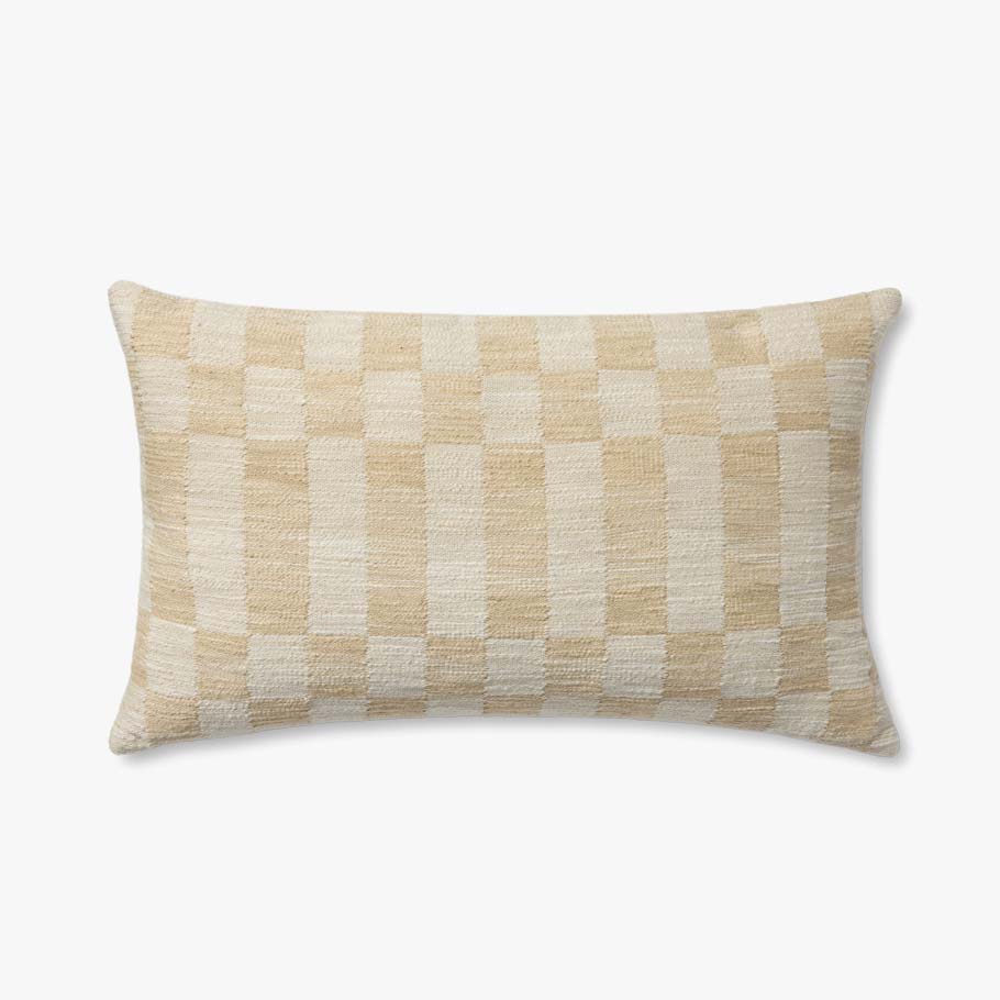 Amber Lewis x Loloi Adams Sand / Ivory Pillow White Cliff Studio Throw Pillows