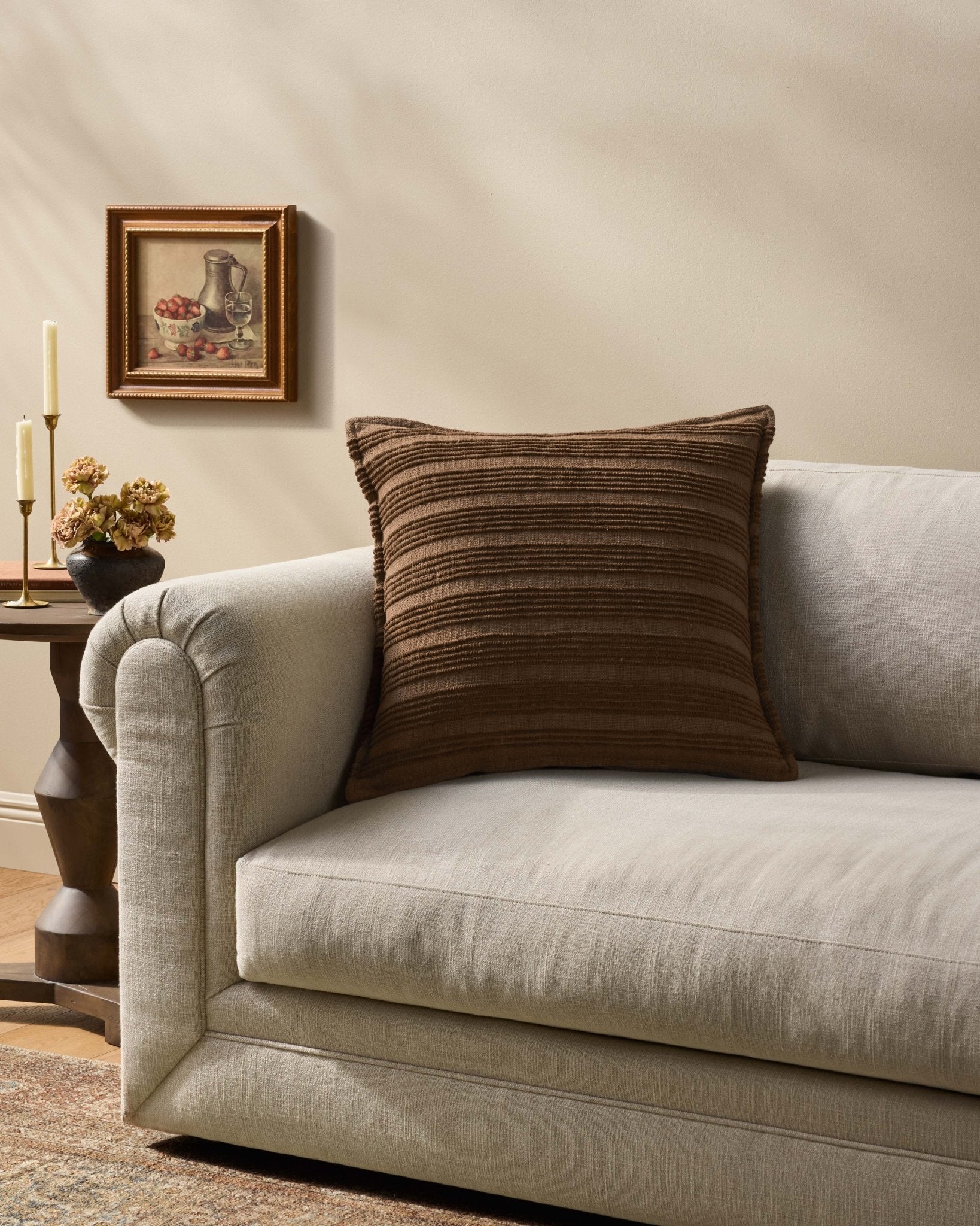 Amber Lewis x Loloi Aspyn Brown 22'' x 22'' Pillow Cover Only White Cliff Studio Throw Pillows