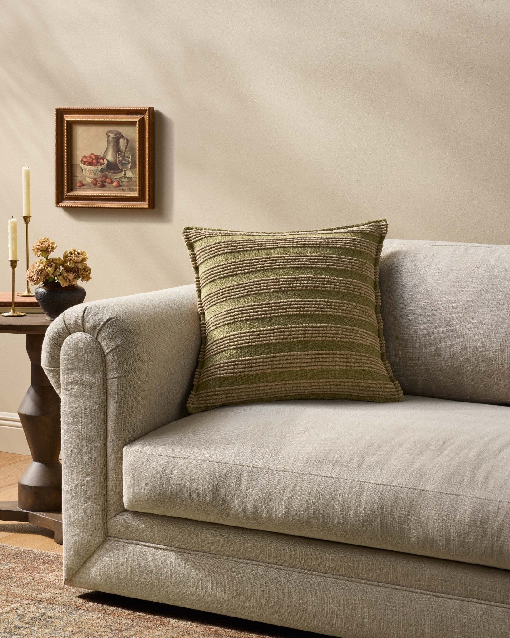 Amber Lewis x Loloi Aspyn Olive 20'' x 20'' Pillow Cover Only White Cliff Studio Throw Pillows