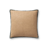 Amber Lewis x Loloi Aveline PAL0034 Natural / Blue 18'' x 18'' Cover w/Down Pillow White Cliff Studio Throw Pillows