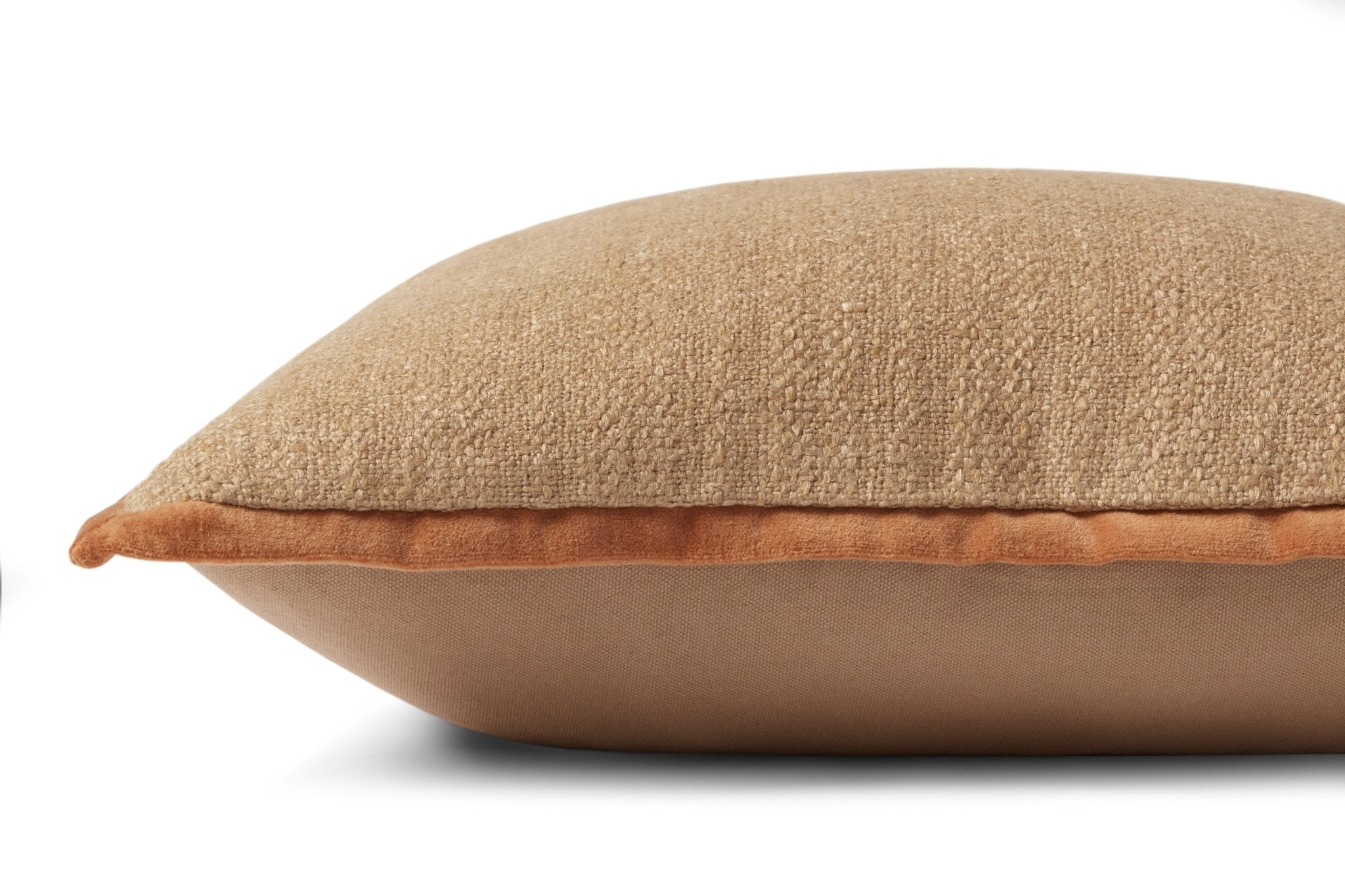 Amber Lewis x Loloi Aveline PAL0034 Natural / Rust 18'' x 18'' Cover w/Down Pillow White Cliff Studio Throw Pillows