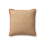 Amber Lewis x Loloi Aveline PAL0034 Natural / Rust 18'' x 18'' Cover w/Down Pillow White Cliff Studio Throw Pillows