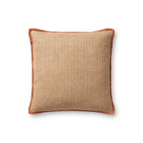 Amber Lewis x Loloi Aveline PAL0034 Natural / Rust 18'' x 18'' Cover w/Down Pillow White Cliff Studio Throw Pillows