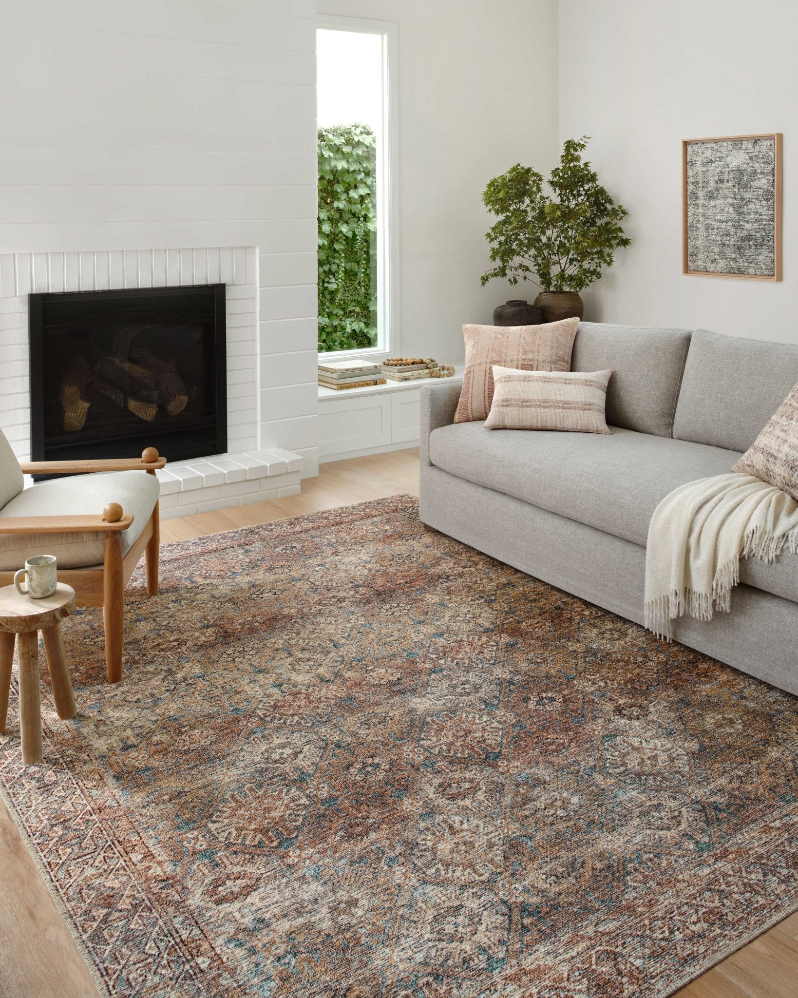 amber lewis loloi billie tobacco rust BIL-06 Area Rug - x Billie also carries the Okeo Shop The Look - Amber