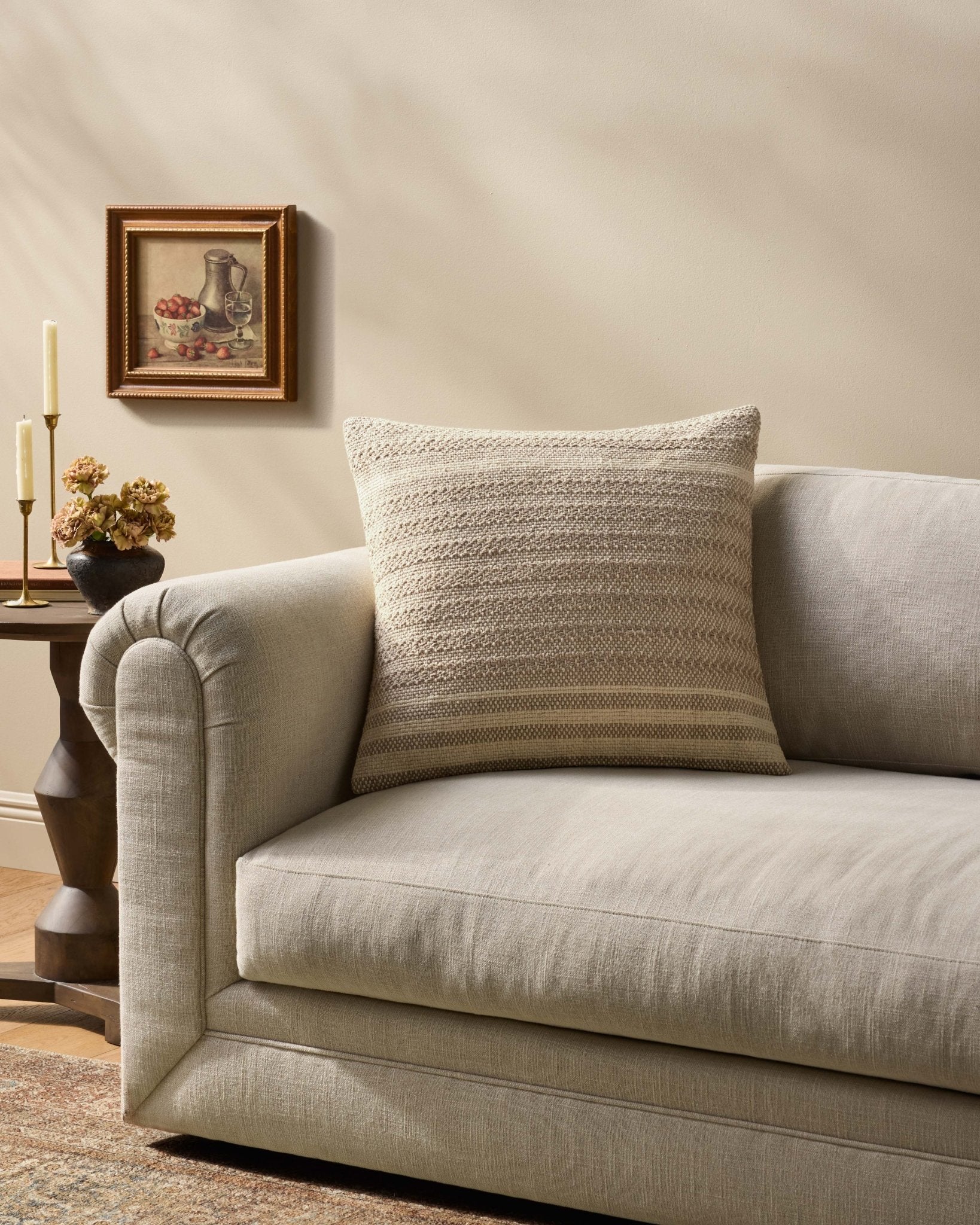 Amber Lewis x Loloi Blair Beige 22'' x 22'' Pillow Cover Only White Cliff Studio Throw Pillows