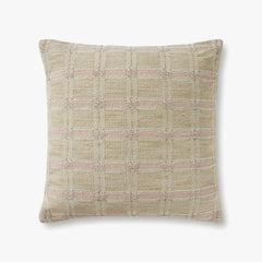 Amber Lewis x Loloi Cypress Pal0005 Ivory / Beige 22'' x 22'' Cover Only Pillow White Cliff Studio Patterned Pillows