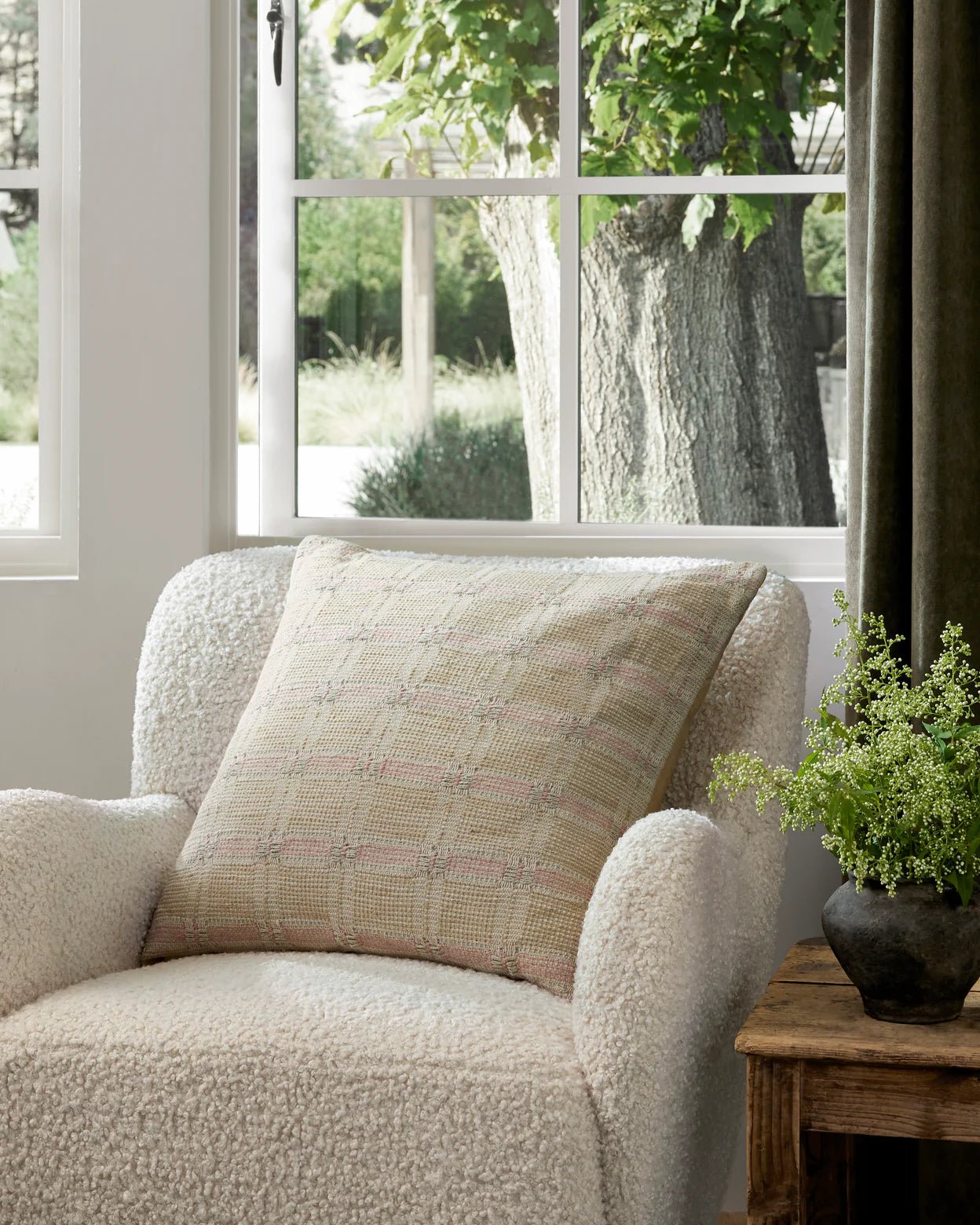 Amber Lewis x Loloi Cypress Pal0005 Ivory / Beige 22'' x 22'' Cover Only Pillow