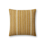 Amber Lewis x Loloi Elowen PAL0039 Gold 18'' x 18'' Cover w/Down Pillow White Cliff Studio Throw Pillows