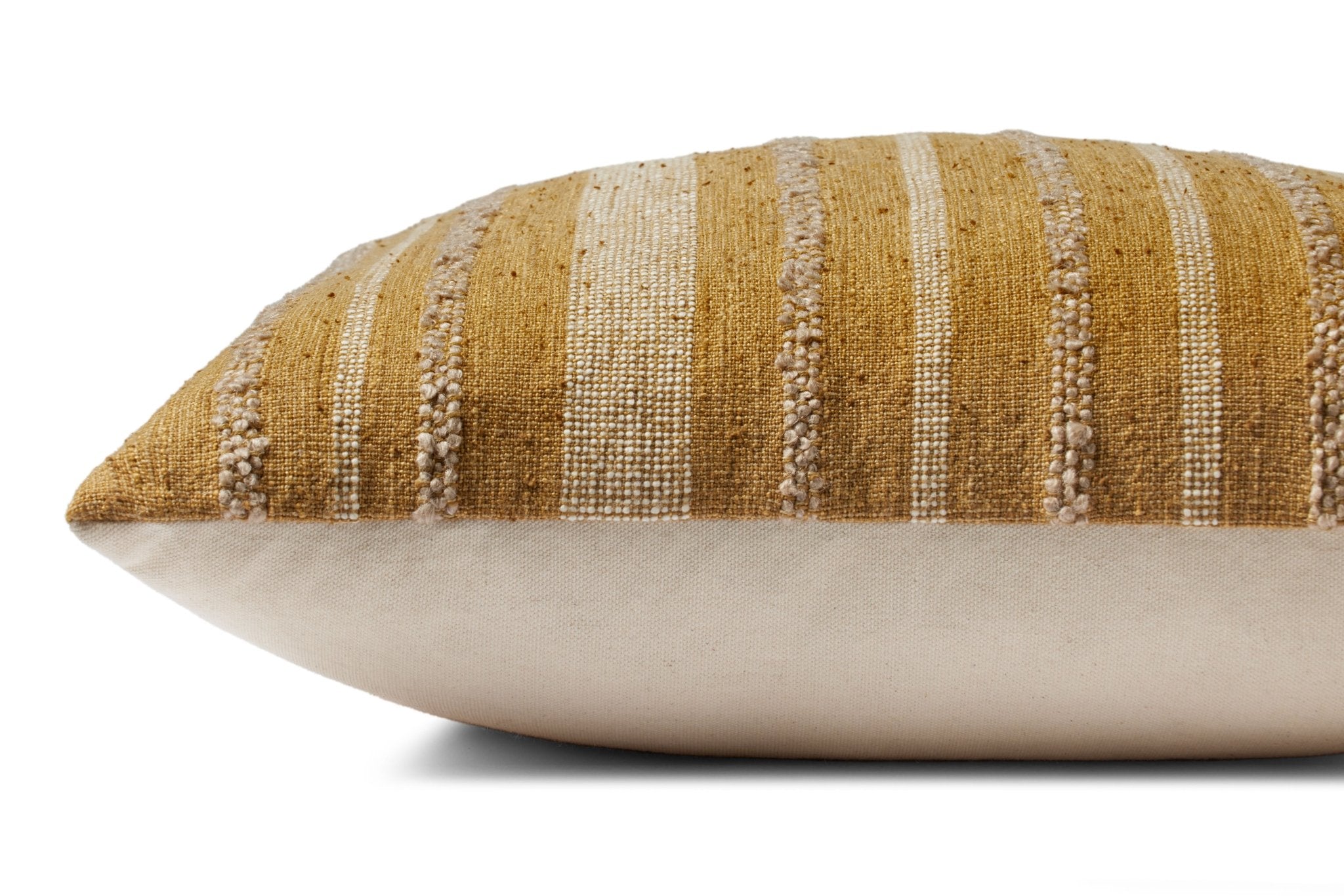 Amber Lewis x Loloi Elowen PAL0039 Gold 18'' x 18'' Cover w/Down Pillow White Cliff Studio Throw Pillows