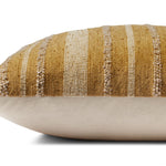 Amber Lewis x Loloi Elowen PAL0039 Gold 18'' x 18'' Cover w/Down Pillow White Cliff Studio Throw Pillows