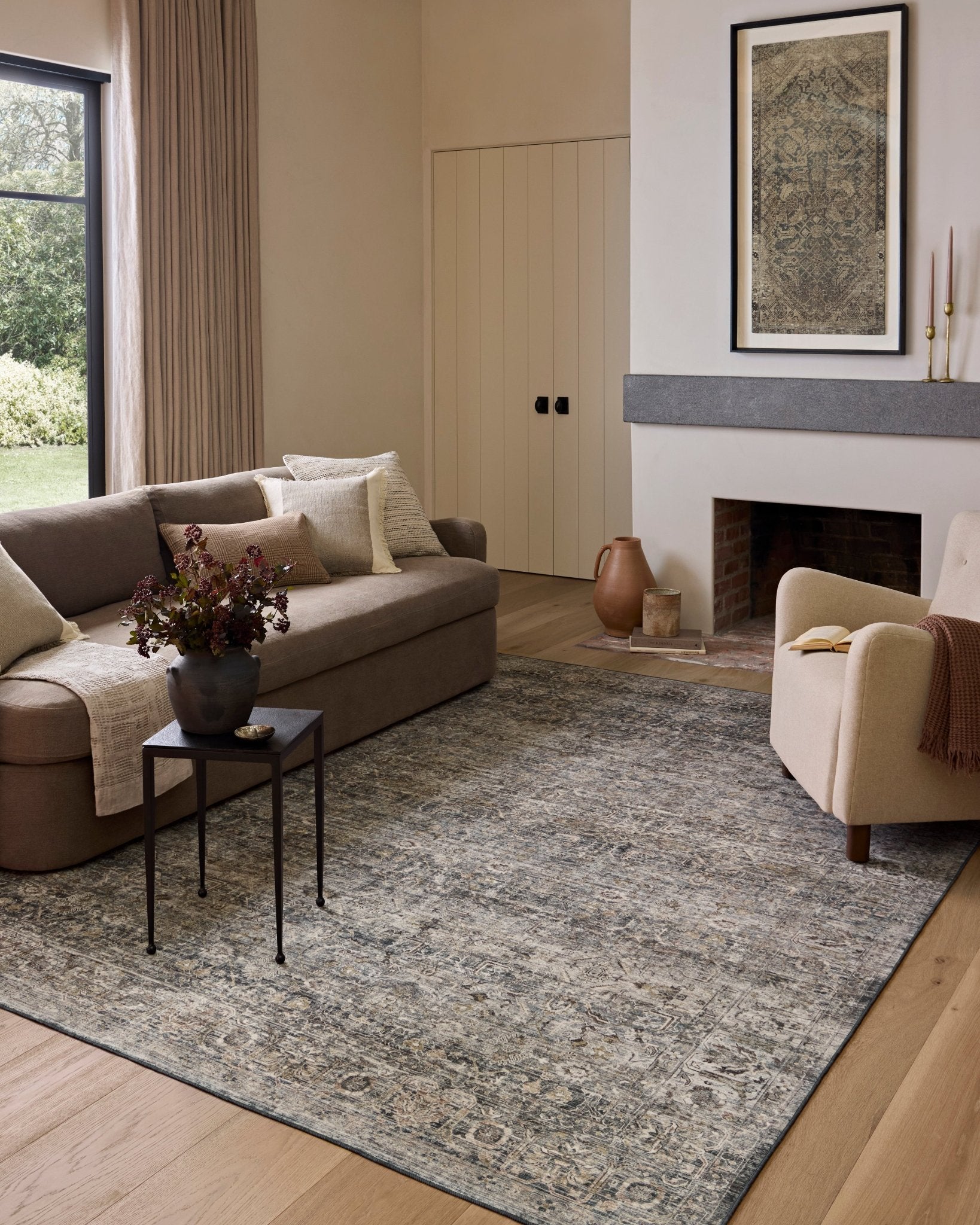 Amber Lewis x Loloi Josie Dove / Gold 18" x 18" Machine Washable Sample Rug White Cliff Studio Area Rugs