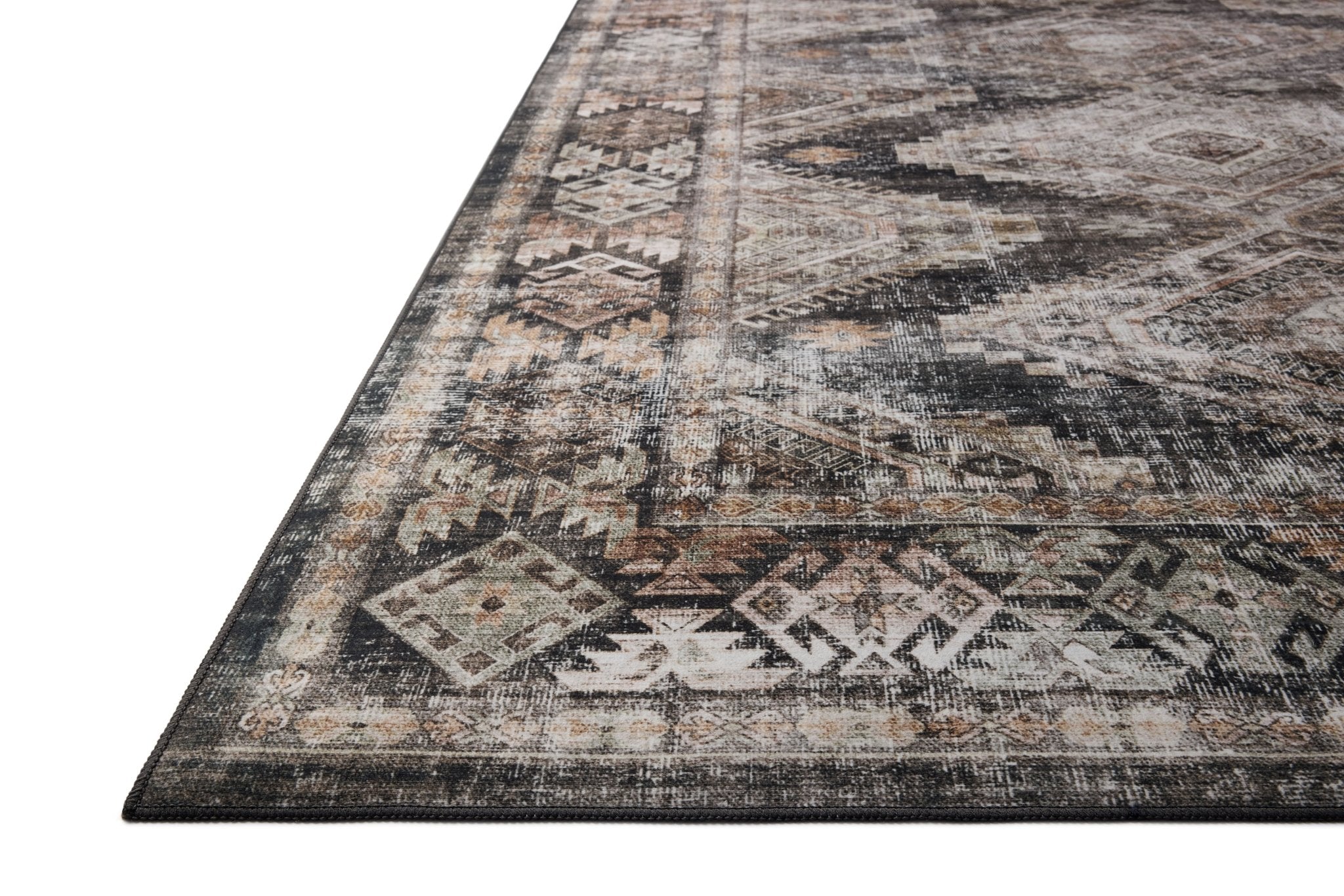 Amber Lewis x Loloi Josie Ink / Earth 18" x 18" Machine Washable Sample Rug White Cliff Studio Area Rugs