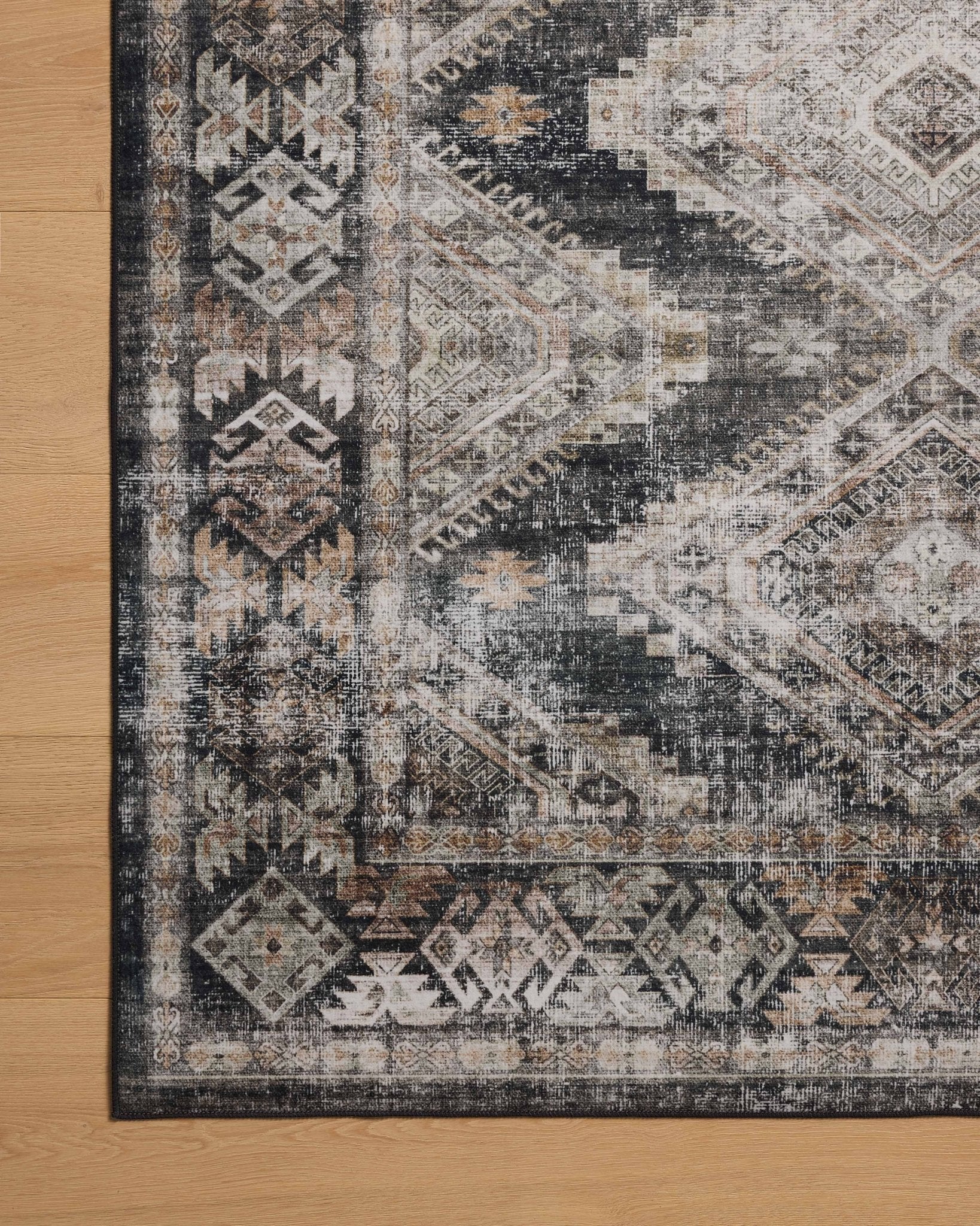 Amber Lewis x Loloi Josie Ink / Earth 18" x 18" Machine Washable Sample Rug White Cliff Studio Area Rugs