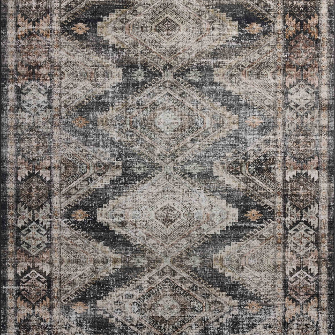 Amber Lewis x Loloi Josie Ink / Earth 18" x 18" Machine Washable Sample Rug White Cliff Studio Area Rugs