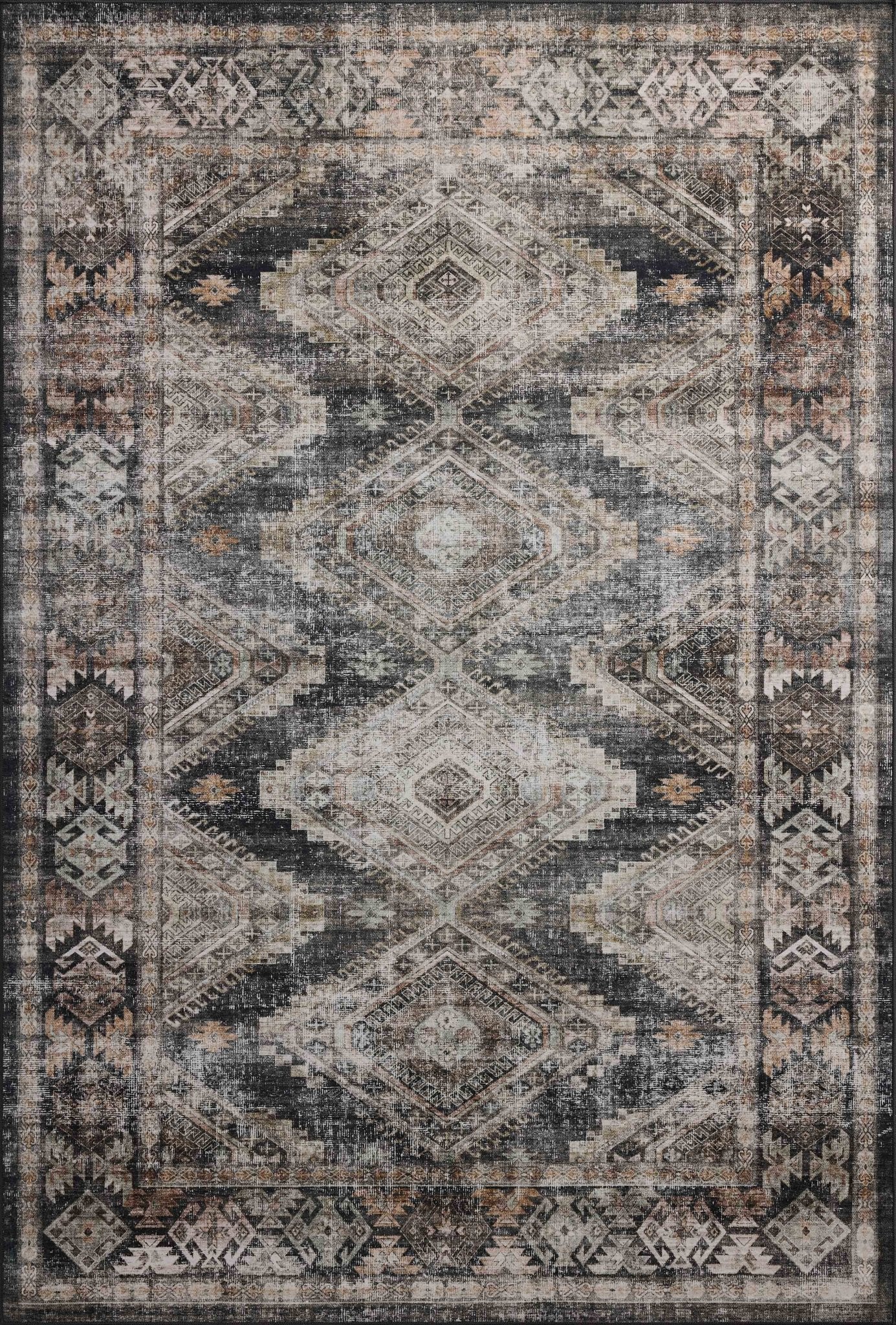 Amber Lewis x Loloi Josie Ink / Earth 18" x 18" Machine Washable Sample Rug White Cliff Studio Area Rugs