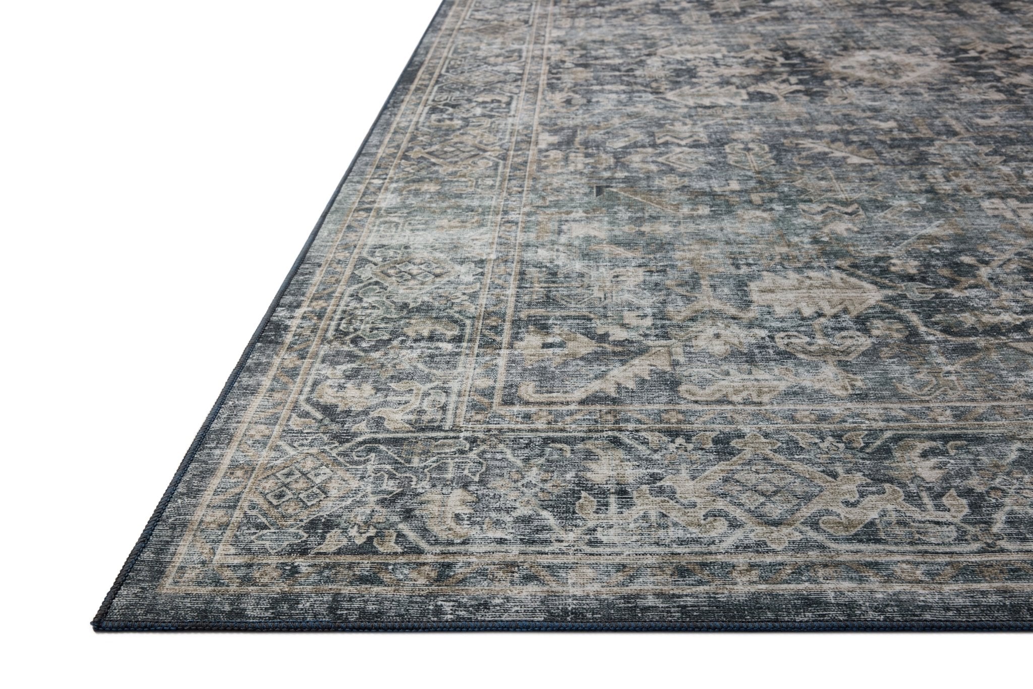 Amber Lewis x Loloi Josie Ocean / Natural 18" x 18" Machine Washable Sample Rug White Cliff Studio Area Rugs