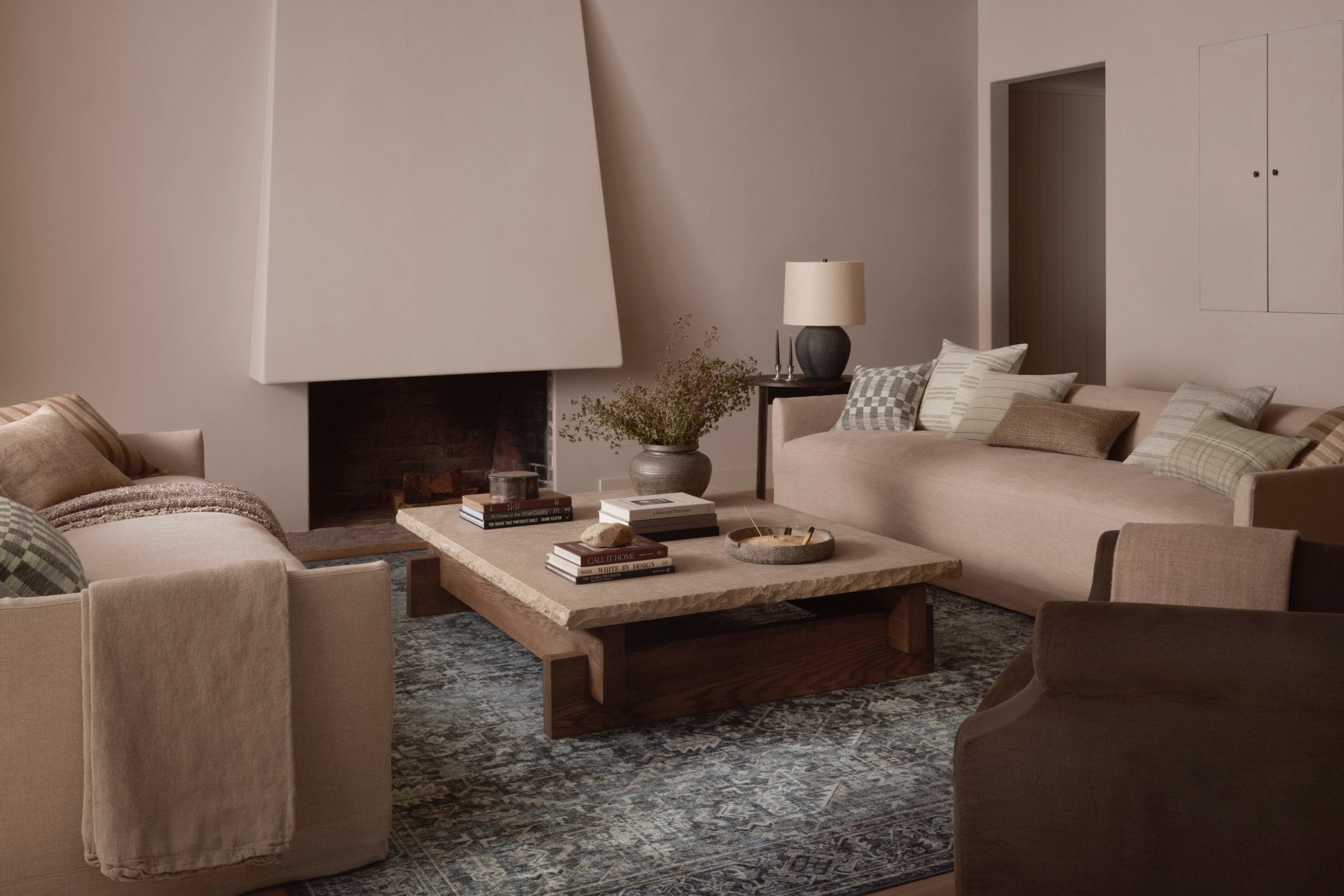 Amber Lewis x Loloi Josie Ocean / Natural 18" x 18" Machine Washable Sample Rug White Cliff Studio Area Rugs