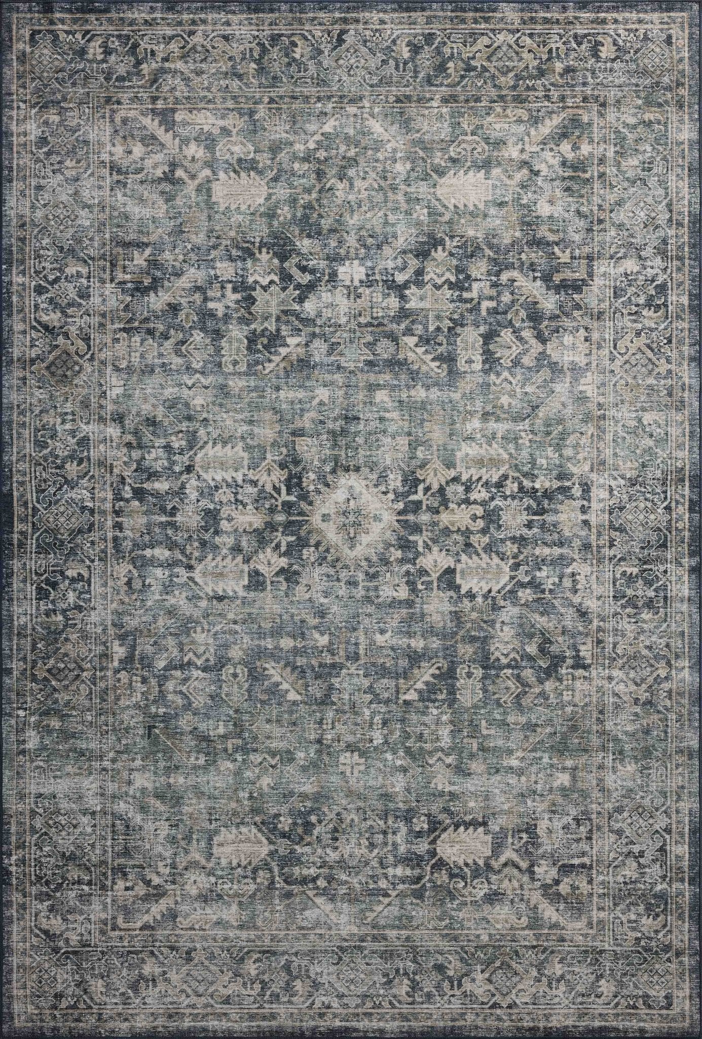 Amber Lewis x Loloi Josie Ocean / Natural 18" x 18" Machine Washable Sample Rug White Cliff Studio Area Rugs