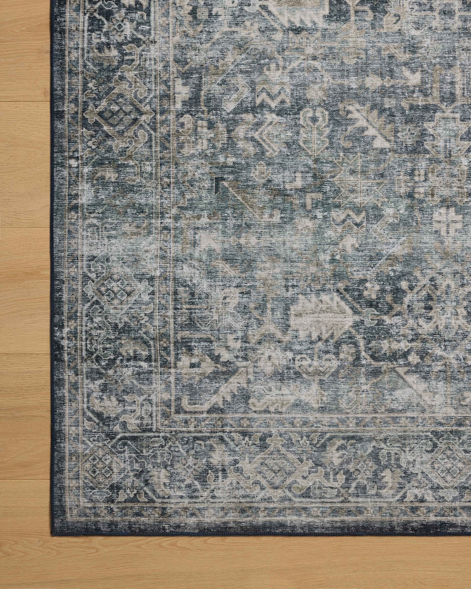 Amber Lewis x Loloi Josie Ocean / Natural 18" x 18" Machine Washable Sample Rug White Cliff Studio Area Rugs