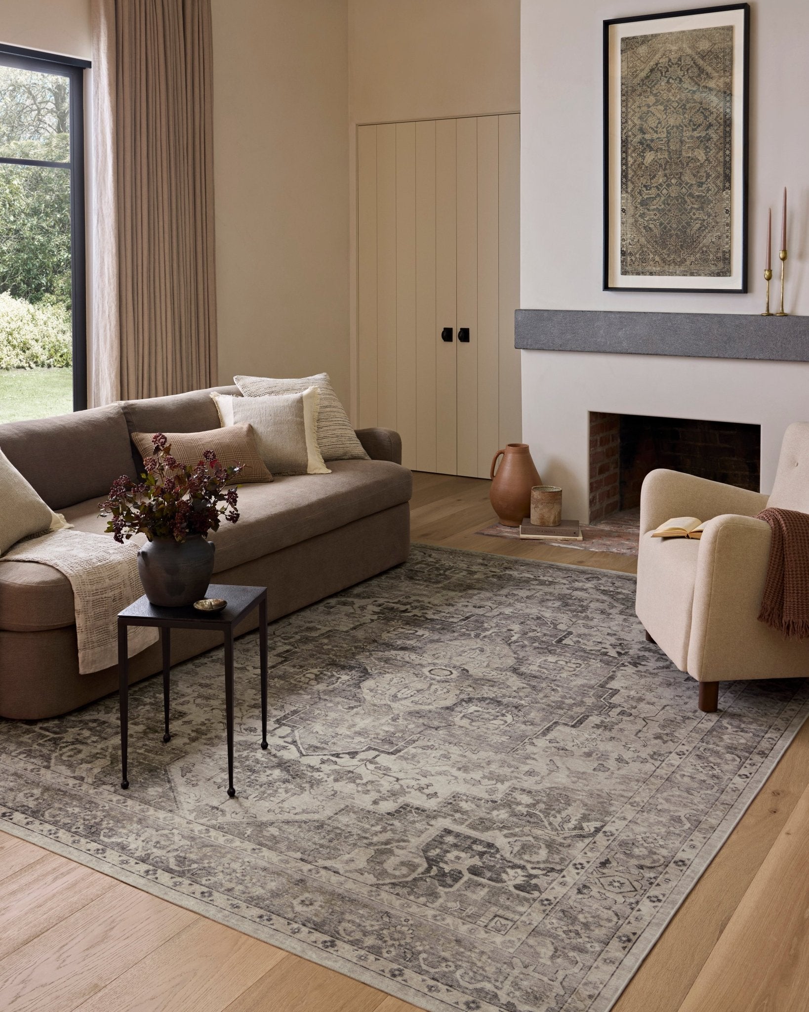 Amber Lewis x Loloi Josie Silver / Natural 18" x 18" Machine Washable Sample Rug White Cliff Studio Area Rugs