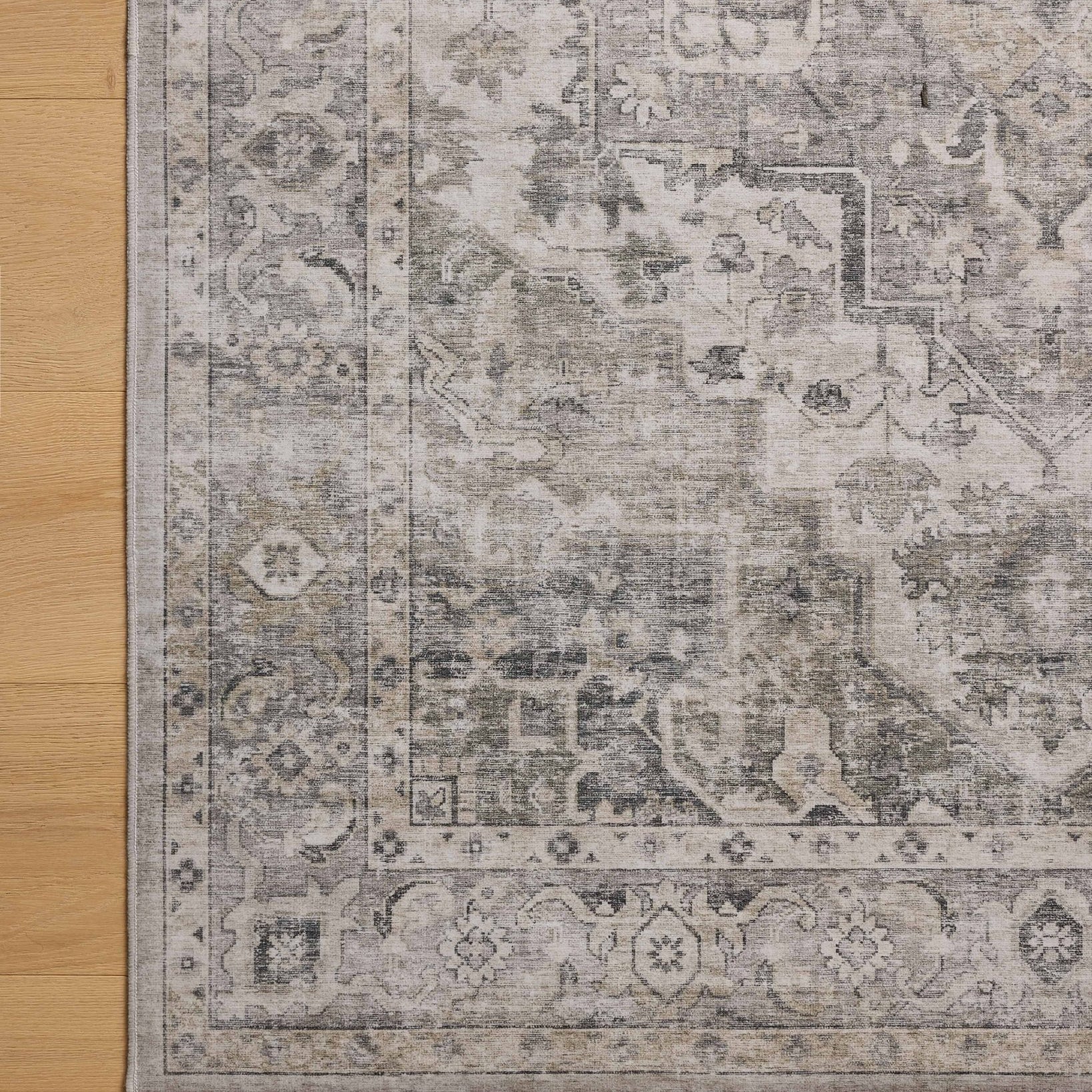 Amber Lewis x Loloi Josie Silver / Natural 18" x 18" Machine Washable Sample Rug White Cliff Studio Area Rugs