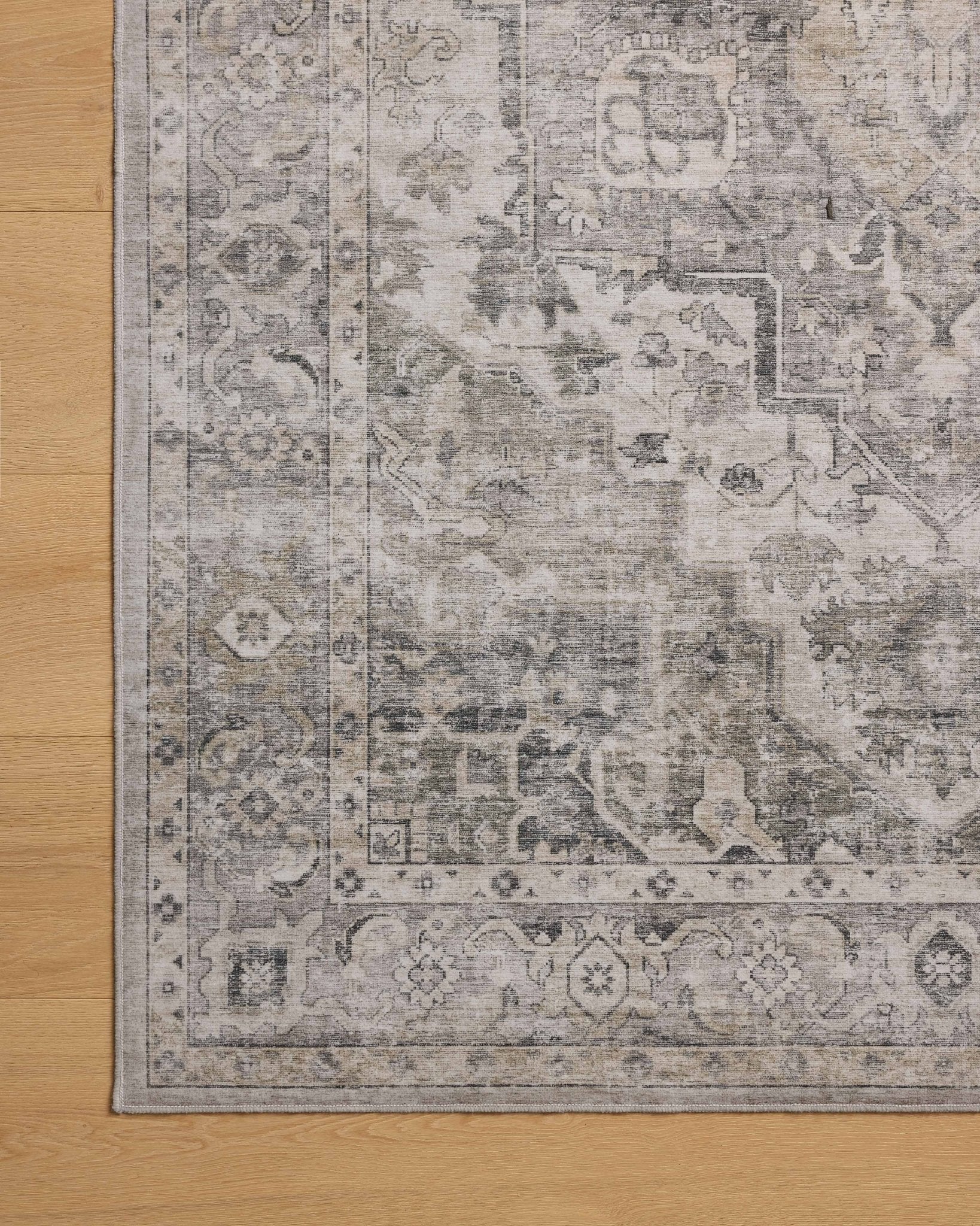 Amber Lewis x Loloi Josie Silver / Natural 18" x 18" Machine Washable Sample Rug White Cliff Studio Area Rugs