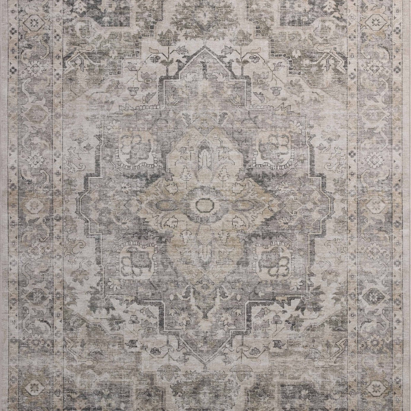 Amber Lewis x Loloi Josie Silver / Natural 18" x 18" Machine Washable Sample Rug White Cliff Studio Area Rugs