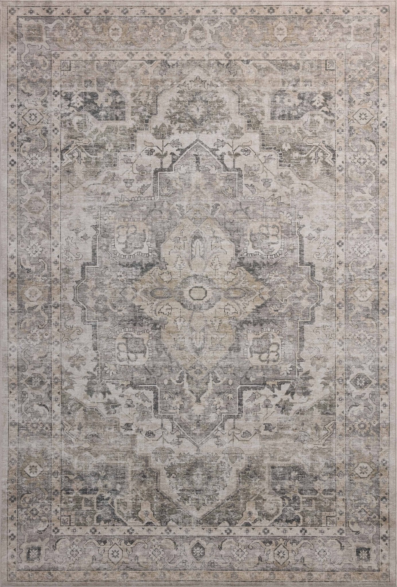 Amber Lewis x Loloi Josie Silver / Natural 18" x 18" Machine Washable Sample Rug White Cliff Studio Area Rugs