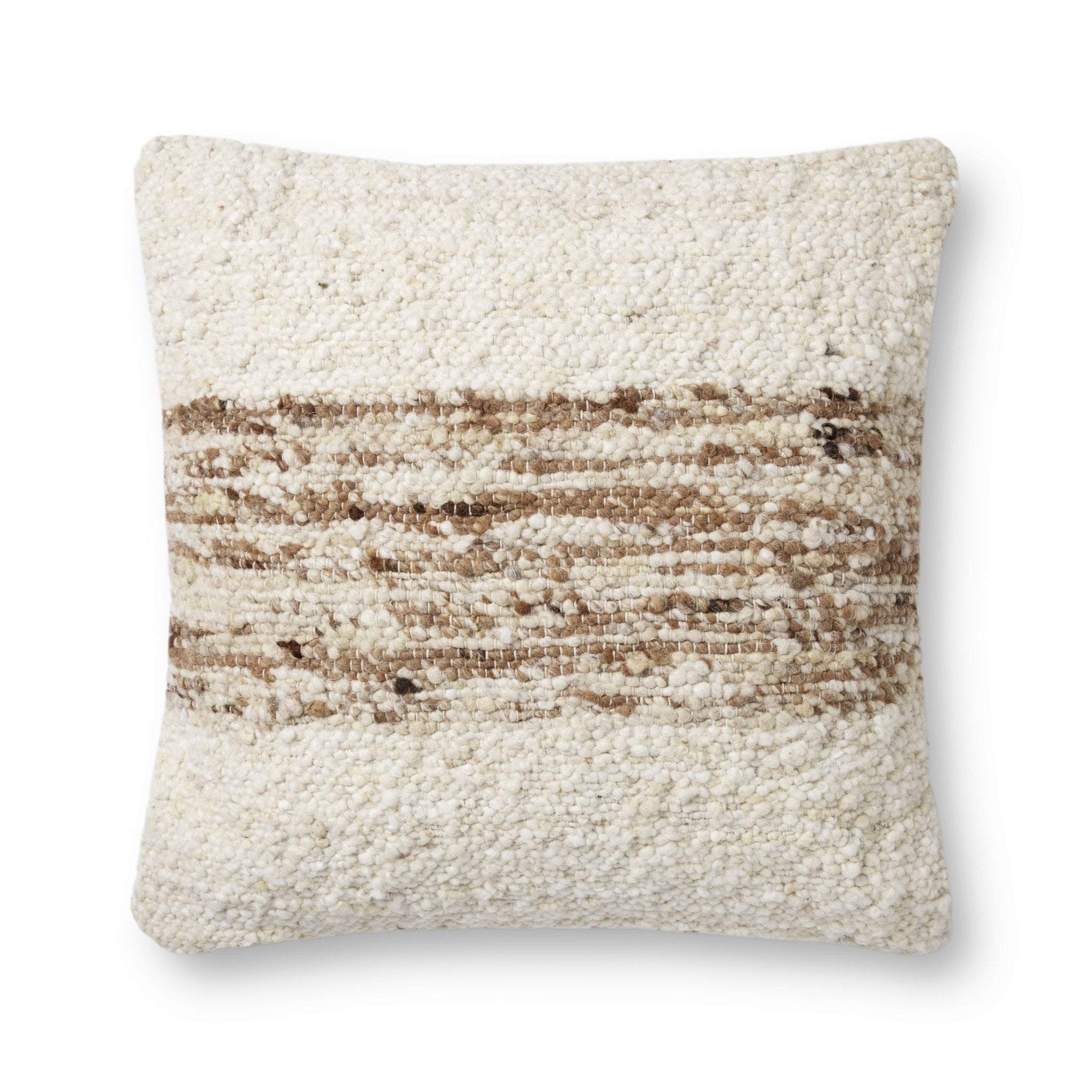 Amber Lewis x Loloi Marie Ivory / Camel 22'' x 22'' Cover Only Pillow White Cliff Studio Throw Pillows