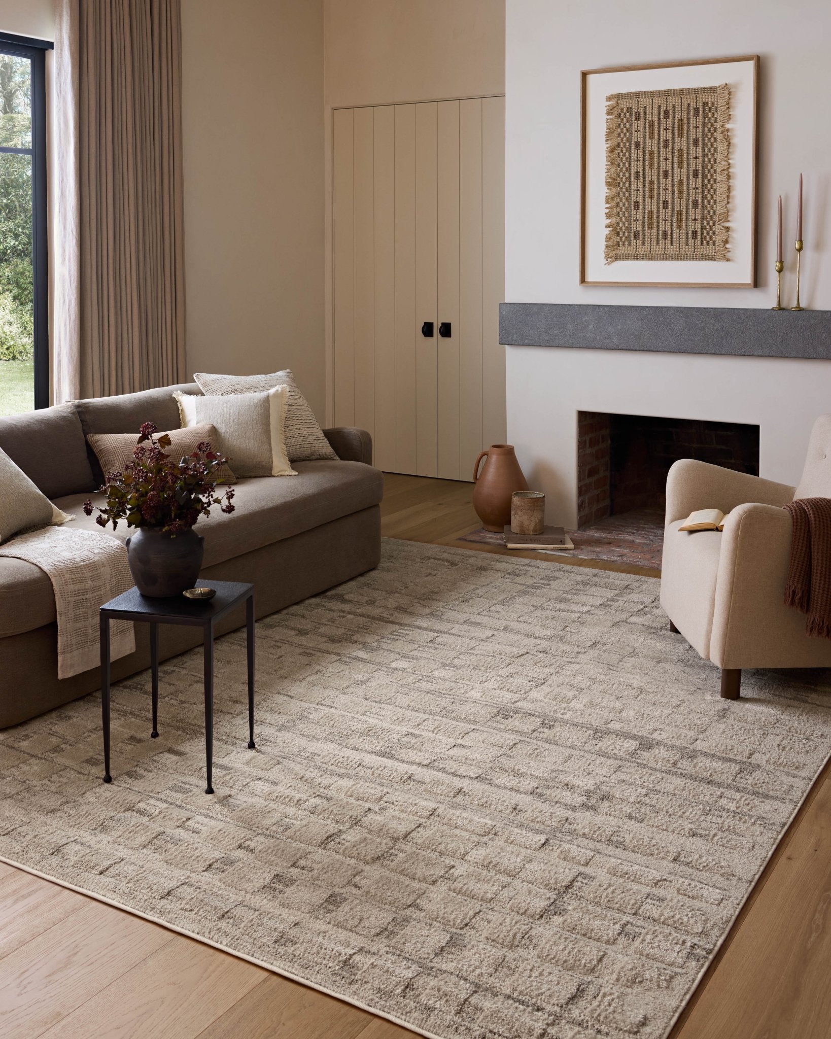 Amber Lewis x Loloi Monty Pebble / Beige 11' - 6" x 15' Area Rug White Cliff Studio Area Rugs
