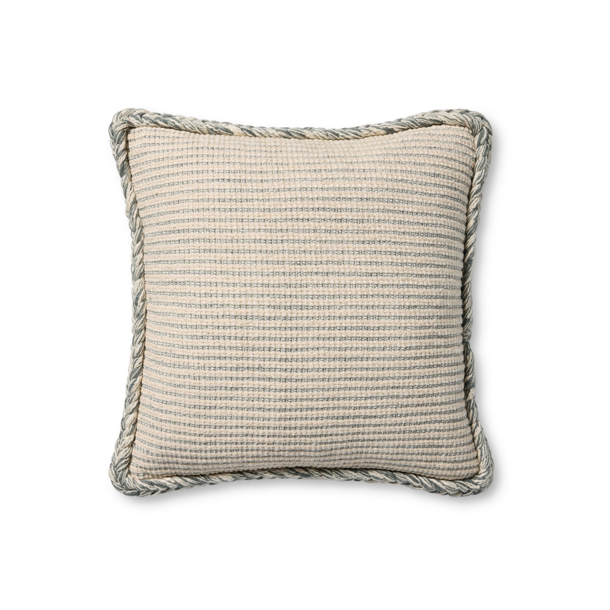 Amber Lewis x Loloi Oroville Natural / Blue 18'' x 18'' Pillow Covery Only White Cliff Studio Throw Pillows
