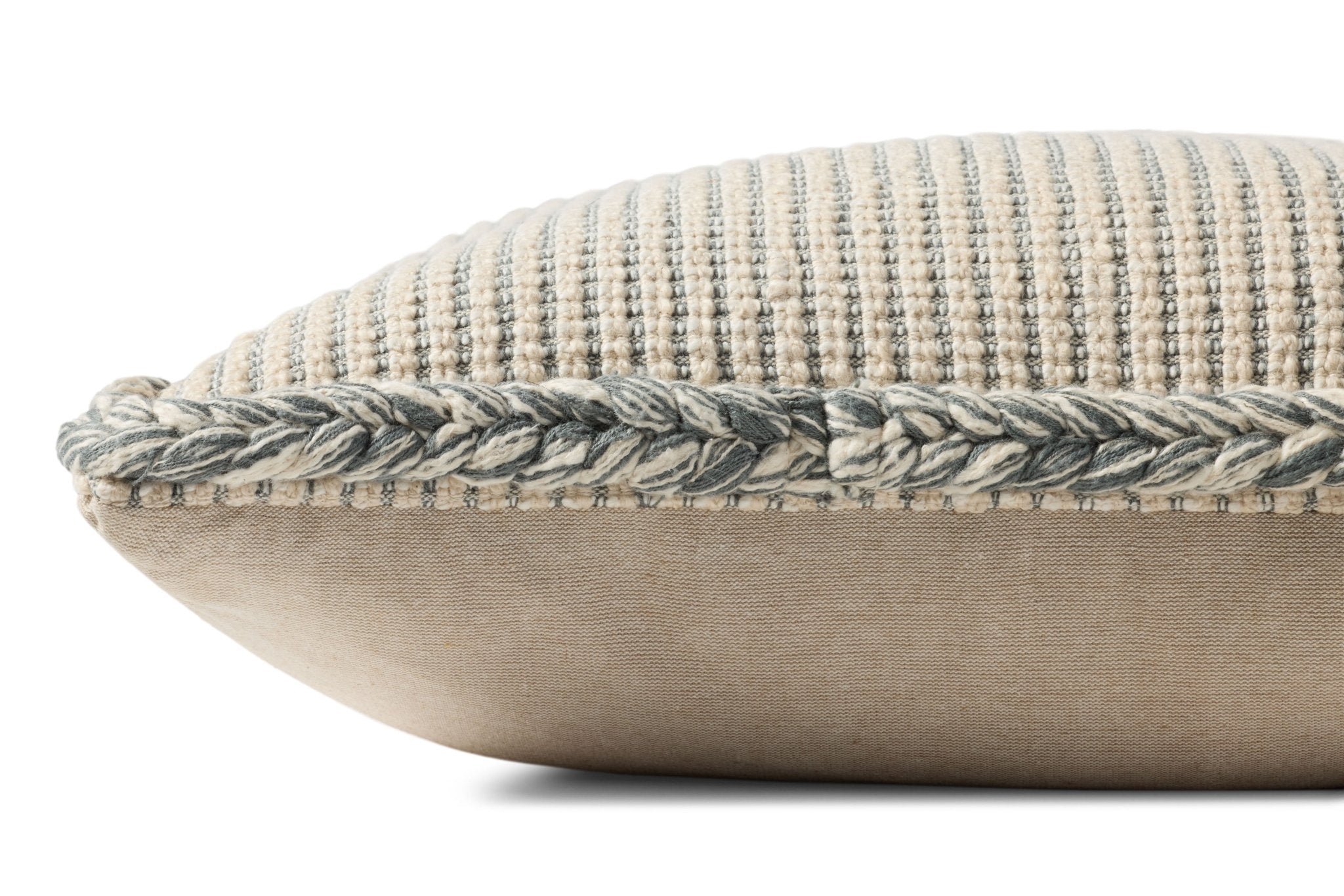 Amber Lewis x Loloi Oroville Natural / Blue 18'' x 18'' Pillow Covery Only White Cliff Studio Throw Pillows