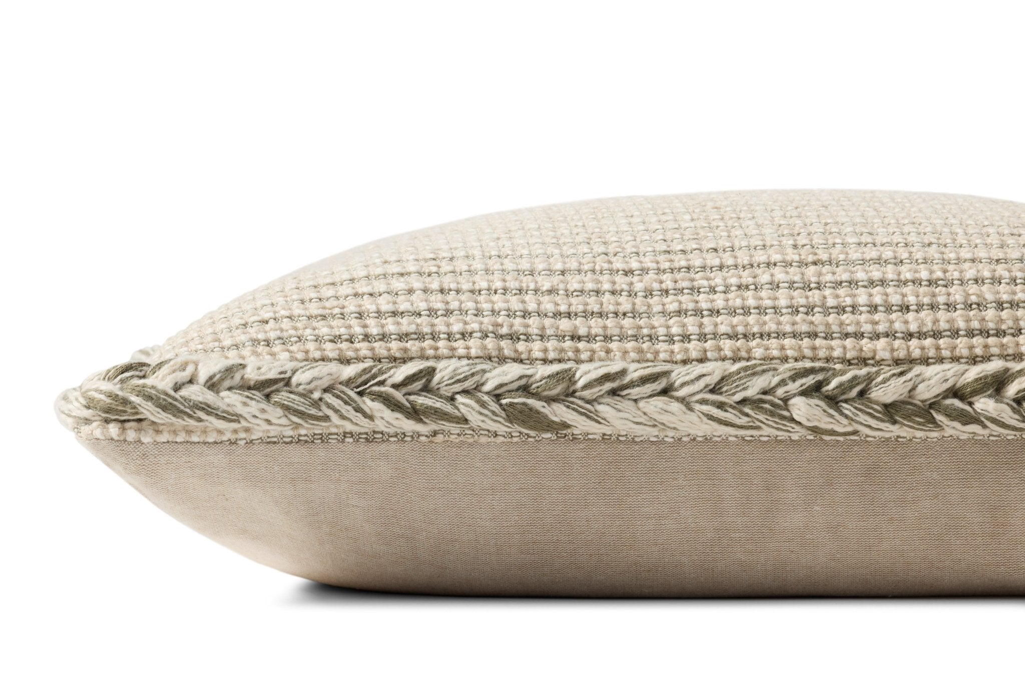 Amber Lewis x Loloi Oroville Natural / Olive 13'' x 21'' Pillow Covery Only White Cliff Studio Throw Pillows