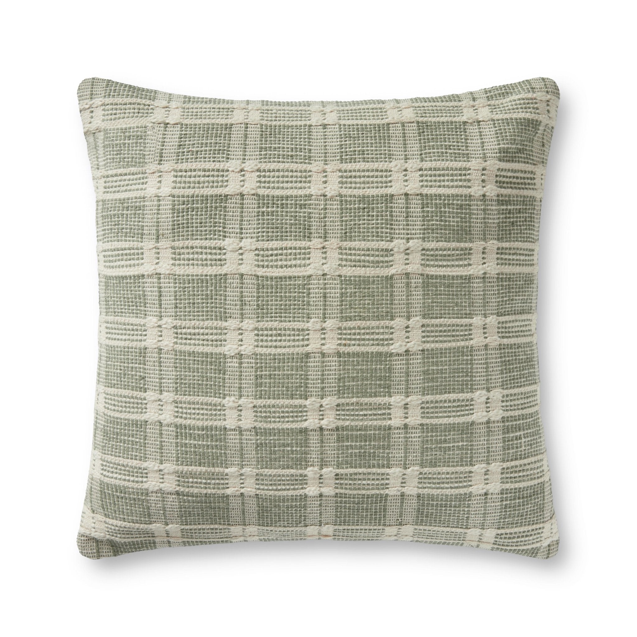 Amber Lewis x Loloi PAL0004 Green 22" x 22" Cover Only Pillow White Cliff Studio Throw Pillows