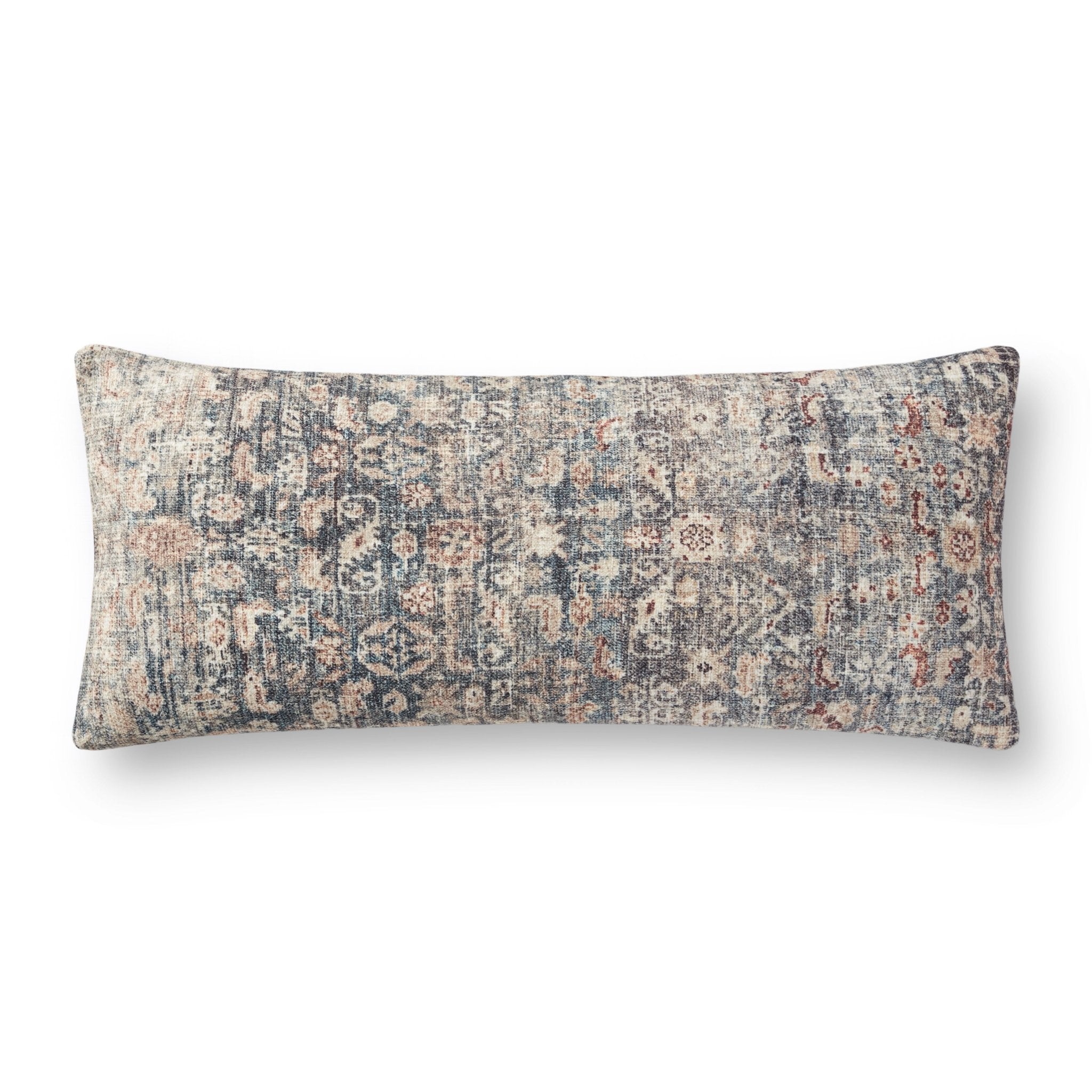 Amber Lewis x Loloi PAL0012 Denim / Natural 13" x 35" Cover Only Pillow White Cliff Studio Throw Pillows