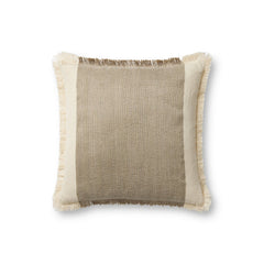 Amber Lewis x Loloi Seraphina PAL0037 Ivory / Earth 18'' x 18'' Cover Only Pillow White Cliff Studio Patterned Pillows