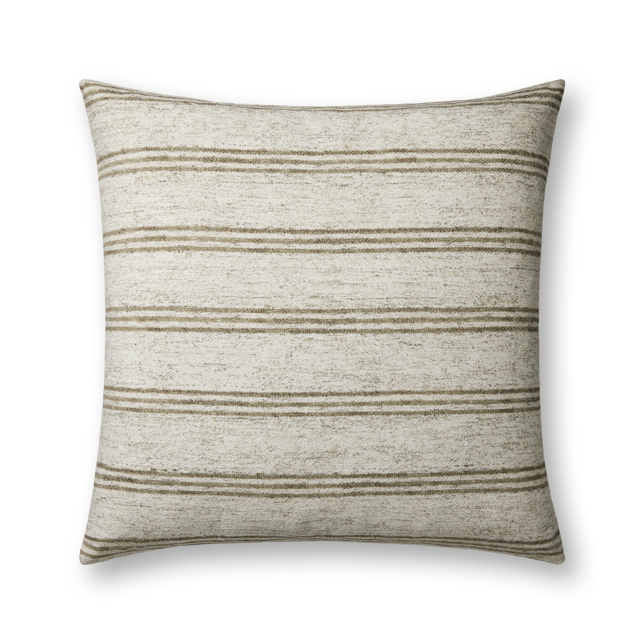 Amber Lewis x Loloi Zephyr PAL0040 Ivory / Olive 22'' x 22'' Cover Only Pillow White Cliff Studio Pillow