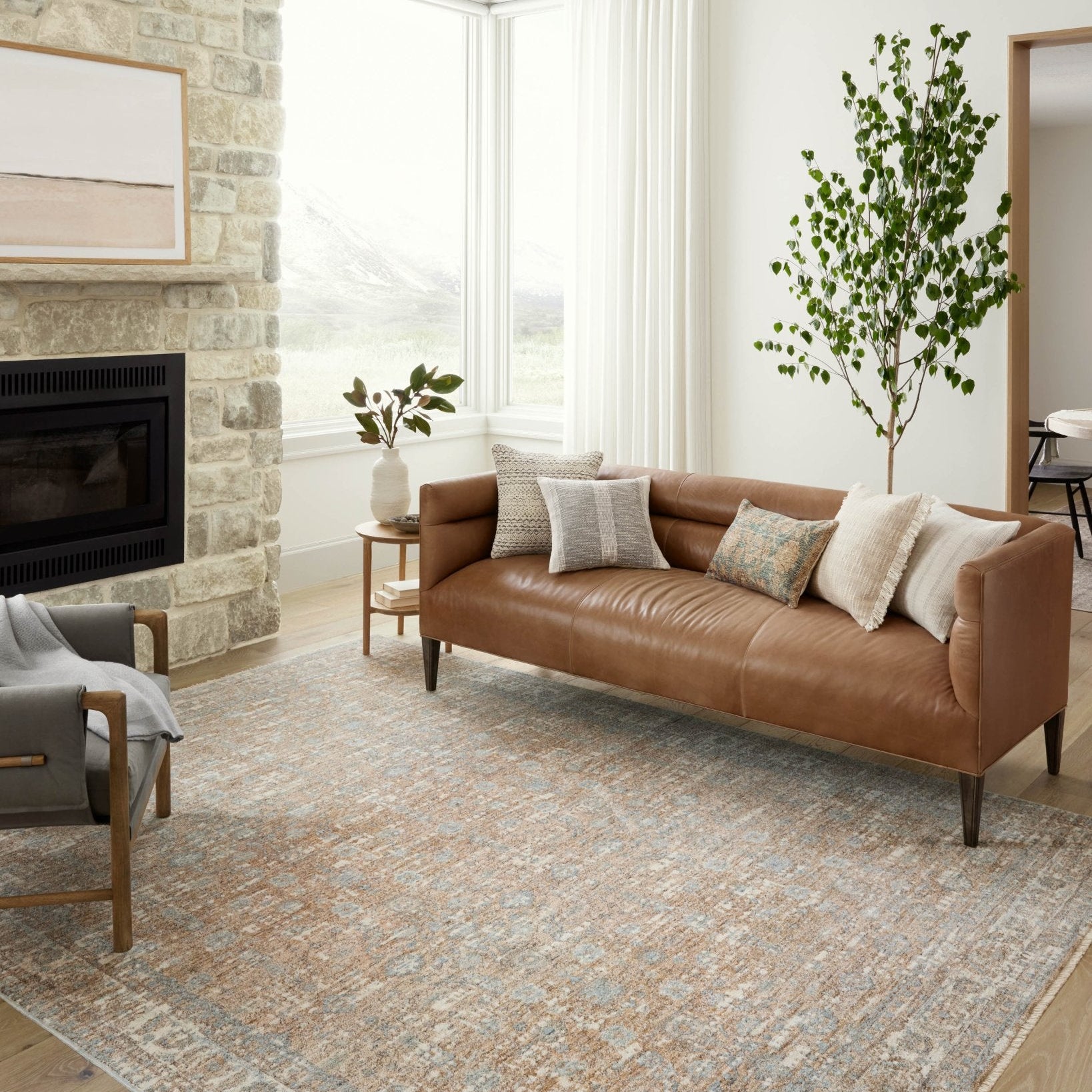 Angela Rose x Loloi Gloaming Charcoal / Ivory 18'' x 18'' Cover w/Poly Pillow White Cliff Studio Patterned Pillows