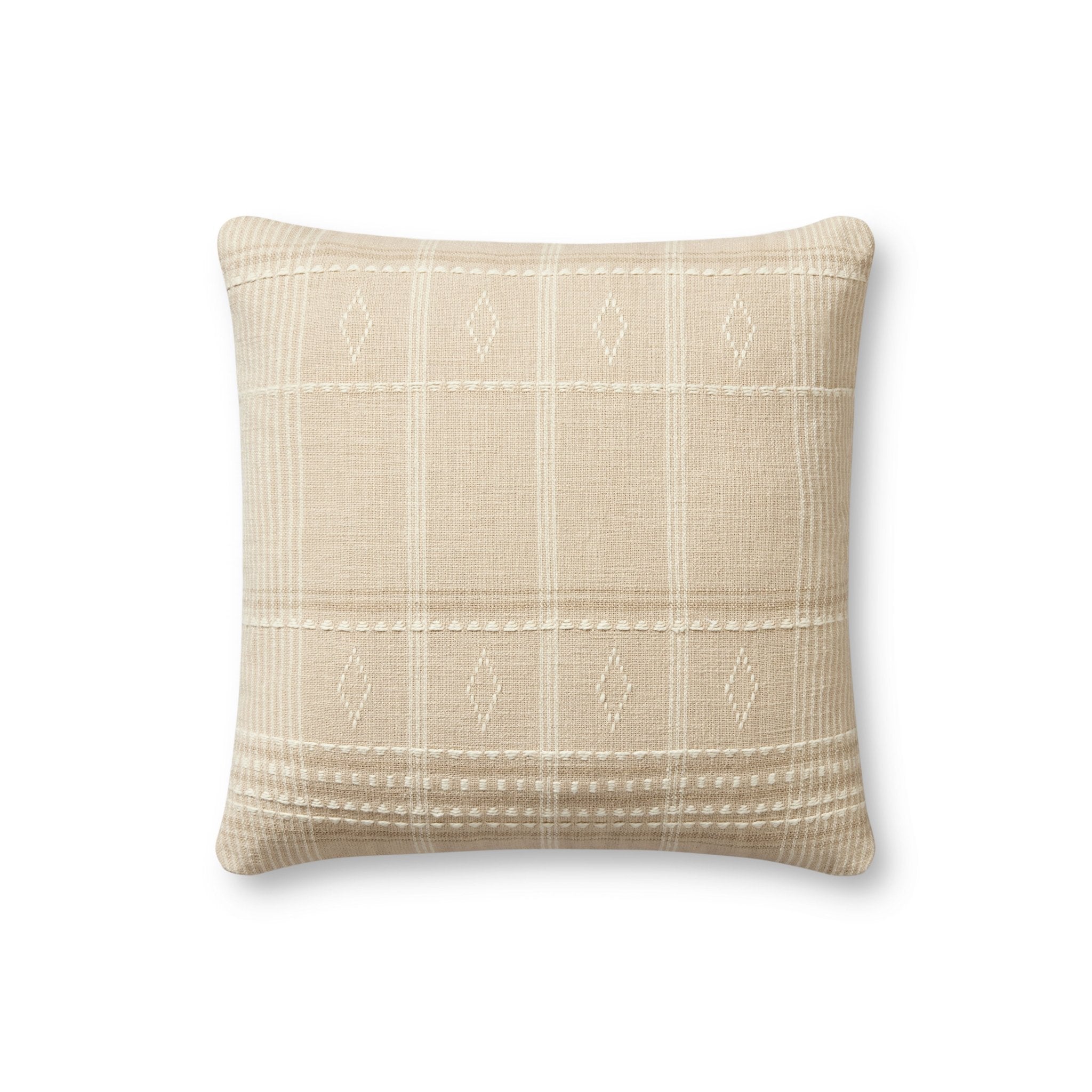 Angela Rose x Loloi Lina Beige / Ivory 18'' x 18'' Cover w/Poly Pillow White Cliff Studio Patterned Pillows
