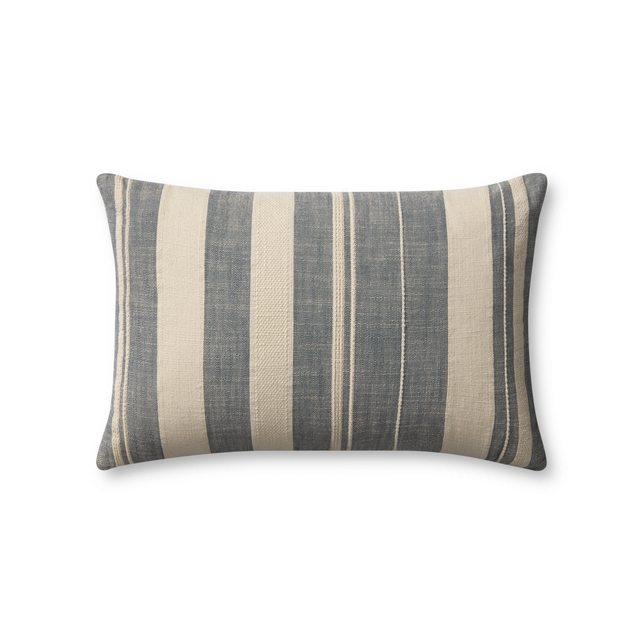 Angela Rose x Loloi Mia PAR0014 Ivory / Denim 13'' x 21'' Cover w/Down Pillow White Cliff Studio Throw Pillows