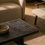 Aspekt lounge chair - varnished teak - dark brown - Warm Ash Eco fabric White Cliff Studio Lounge Chair