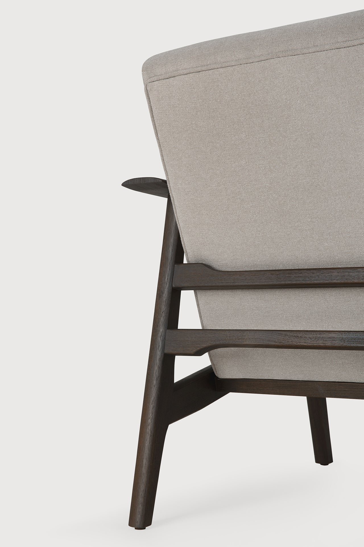 Aspekt lounge chair - varnished teak - dark brown - Warm Ash Eco fabric White Cliff Studio Lounge Chair