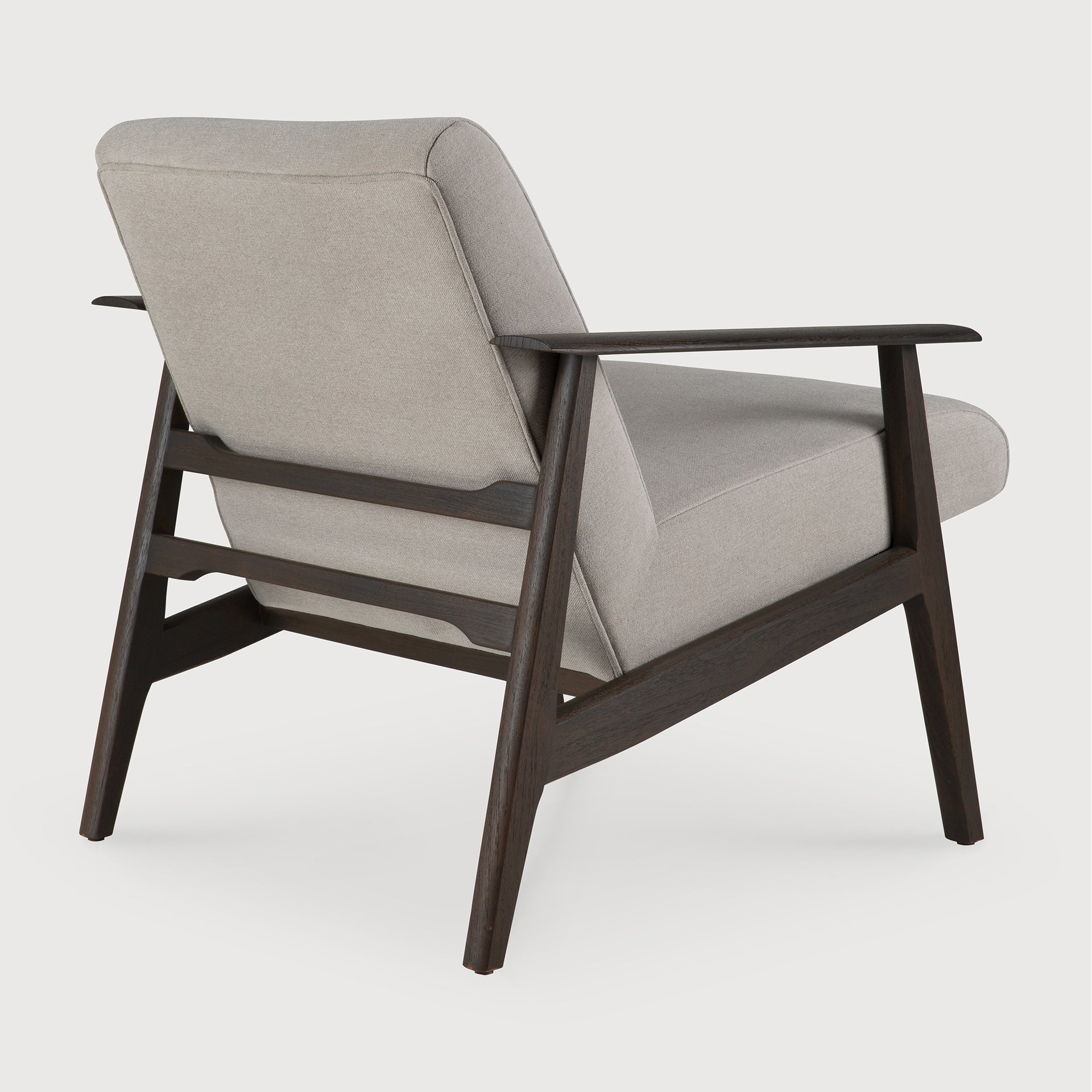Aspekt lounge chair - varnished teak - dark brown - Warm Ash Eco fabric White Cliff Studio Lounge Chair