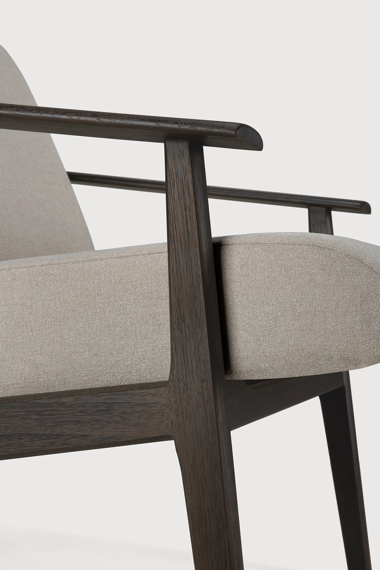 Aspekt lounge chair - varnished teak - dark brown - Warm Ash Eco fabric White Cliff Studio Lounge Chair
