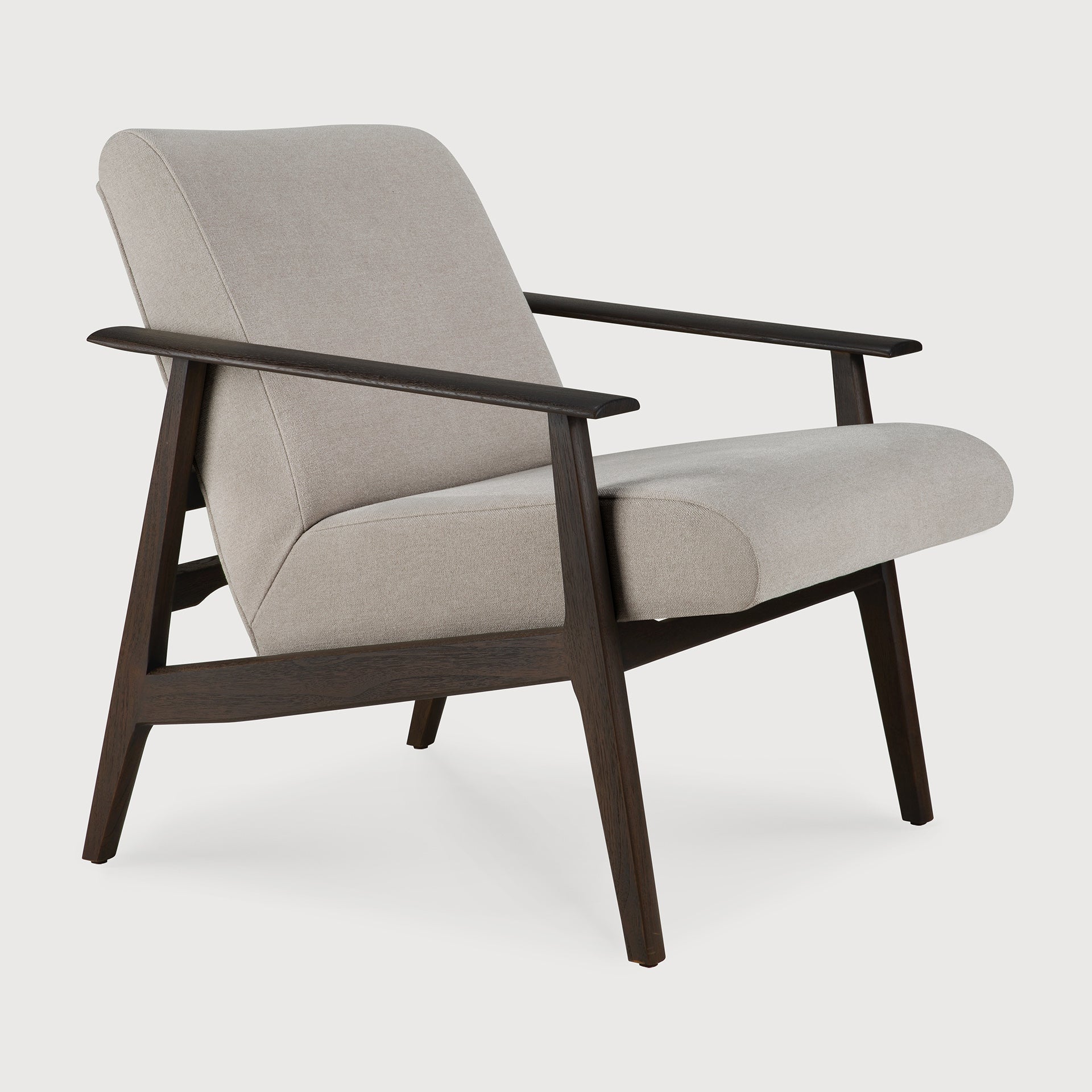 Aspekt lounge chair - varnished teak - dark brown - Warm Ash Eco fabric White Cliff Studio Lounge Chair